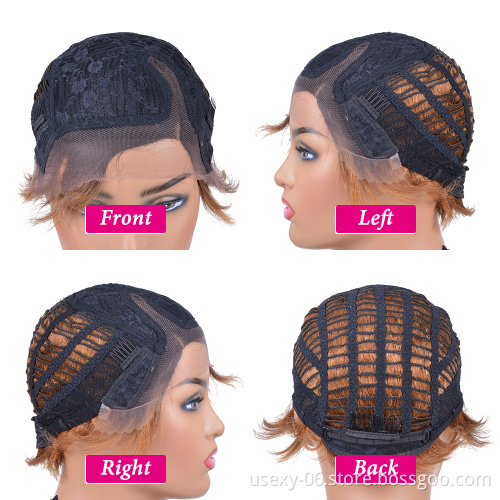 Short Ocean Wave None Lace Human Hair Wigs 100% Virgin Brazilian Hair Finger Wave Wigs Machine Made Wig